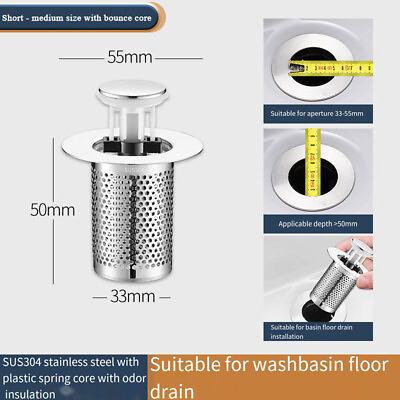 #ad Stainless Steel Floor Drain Filter Bounce Core Basin Sink Strainer . $7.60