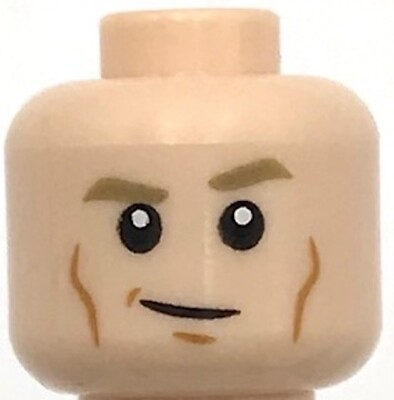 #ad Lego New Minifigure Head Dual Sided Dark Tan Eyebrows Bandage Cheek Lines Part $1.99