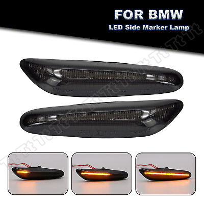 #ad Sequential Smoked LED Side Marker Lights For BMW E60 E61 E82 E88 E90 E91 E92 E93 $21.58