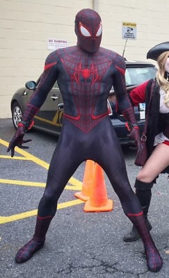 #ad Black Miles Morales Spider man Cosplay Costume Spiderman Zentai Suit Halloween $66.49