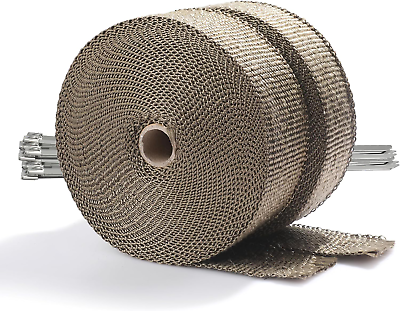 #ad Titanium Exhaust Header Wrap 2 Rolls 2quot; X 50#x27; Each Roll Kit with 20Pcs 11.8 In $42.99
