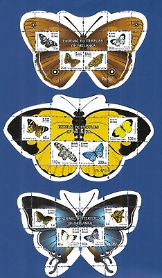 #ad Sri Lanka Stamp Endemic Butterflies of Sri Lanka 3 Mini Sheets 3 MS 2022 $5.50