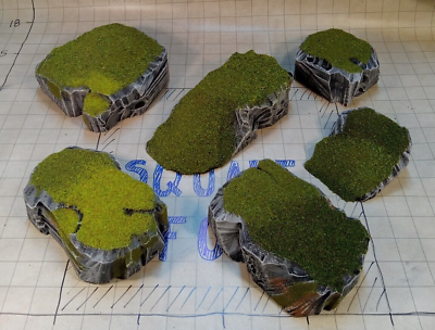 Double Box of 2 quot; Tall Stackable GRASS COVERED HILLS for Miniature Wargaming $40.00