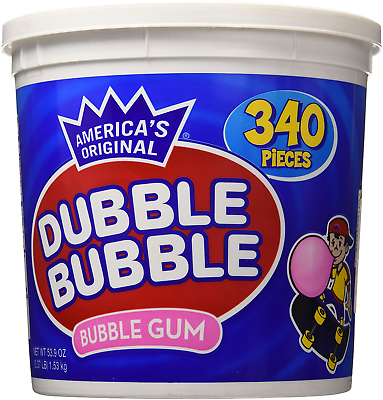 #ad #ad Dubble Bubble Chewing Gum Tub 340 Ct Individually Wrapped Bucket Double 53.9 Oz $13.13
