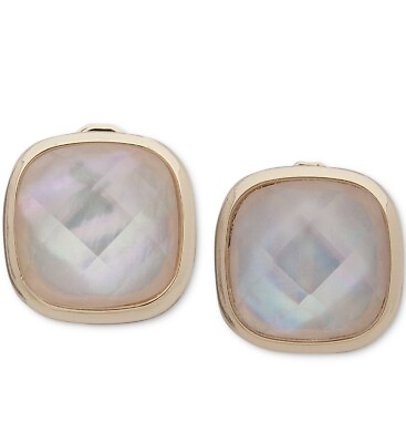 #ad $22 Anne Klein gold tone faux MOP Ez clip on comfort earrings AK 101 $20.38