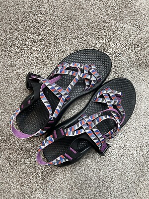 #ad Chaco Sandals Women#x27;s Size 7 Purple Black Strappy Sport Slip On $19.95
