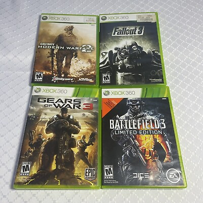 #ad Lot of 4 Xbox 360 Games Call of Duty warfare 2 Fallout3 Gear of wars3 Batt 3 $19.88