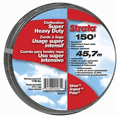 #ad Strata 150 Feet Clothesline Outdoor Heavy Duty Galvanized Wire Steel Cable S... $46.78