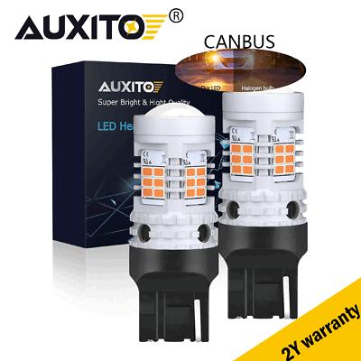 #ad 2x W21W T20 Amber Turn Signal Light 7440 Bright LED Bulbs No Hyper Flash GBP 19.99