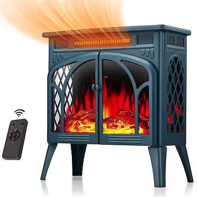 #ad 25quot; Electric Fireplace Stove Heater w Remote Realistic Flame Freestanding GREEN $150.00