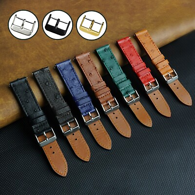 #ad Ostrich Leather Watch Strap Men Real Ostrich Wrist Band Quick Release Classic $21.59
