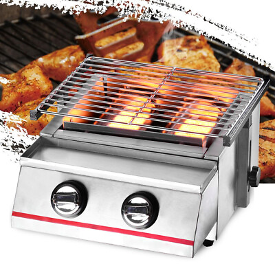 #ad 2 Burner Gas BBQ With Stainless Steel Portable Grill Cooker Outdoor US $57.86