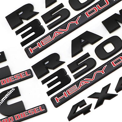 #ad #ad 5PCS Matte Black Emblem Badges For RAM 3500 HEAVY DUTY 4X4 Cummins Turbo Diesel $59.99