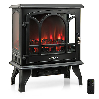 #ad Electric 23quot; Freestanding Fireplace Heater Stove W Realistic Flame Effect 1400W $109.99