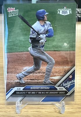 #ad 🚀 SHOHEI OHTANI 2024 Topps Now SEOUL #1 Collects 1st Hit RBI in as LA DODGER $7.95