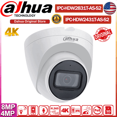 #ad Dahua 4K 8MP IPC HDW2831T AS S2 4MP Security IP Camera Starlight IR MIC POE CCTV $69.35