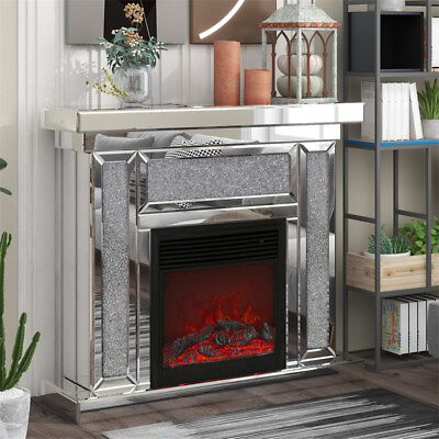 #ad 1500W Electric Fireplace Heating Furnace Acrylic Diamond Mirror Mantelpiece $928.00
