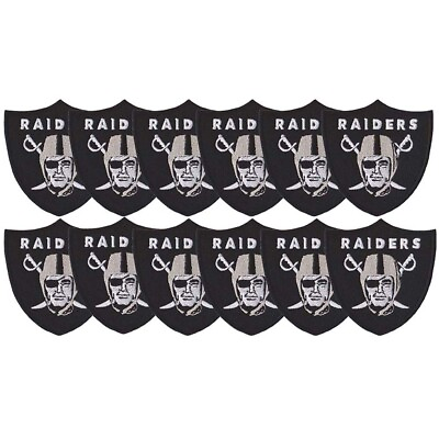 #ad 10 pcs Raiders Shield Black Logo Size 3.0quot; x 3.0quot; Sew Iron Embroidered Fabric $19.95
