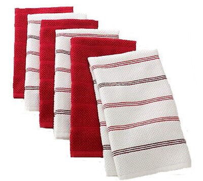 #ad The Big One Kitchen Towels 6 Pack Towels Solid amp; Striped NWT $17.99