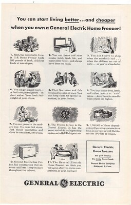 #ad General Electric Home Freezer Start Living Better and Cheaper 1948 Vintage Ad $8.50