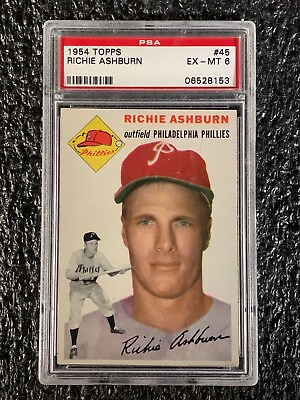 #ad 1954 Topps Baseball #45 Richie Ashburn PSA 6 $169.99