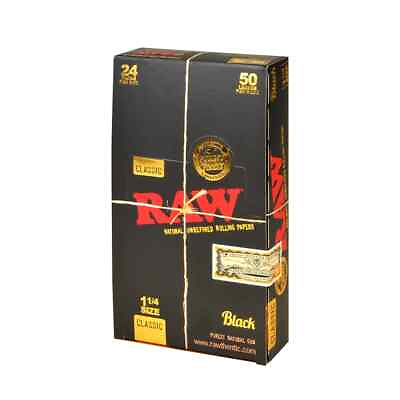 #ad 🍃😎🍃24 X 1 1 4 RAW CLASSIC BLACK NATURAL UNREFINED ROLLING PAPERS 🍃😎🍃 $23.50