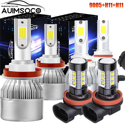#ad For Ram 1500 2019 2020 Car Combo LED Headlight Kits High Low Beams Fog Bulbs $42.99