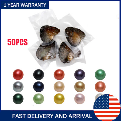 #ad 10 50pcs Individually Wrapped Oysters whith Natural Pearl Gift Holiday Birthday $25.99