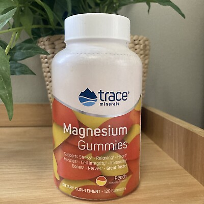 #ad Trace Minerals Magnesium Gummies Peach 120 Gummy EXP 09 2025 $16.99