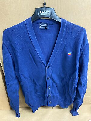 #ad Vintage 80s Apple Employee Cardigan Sweater Large Mac Computer Tech Stitched $94.61
