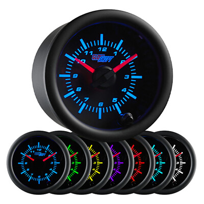 #ad 2 1 16quot; 52mm GlowShift Black 7 Color Series Analog Clock Gauge for 12 Volts $74.99
