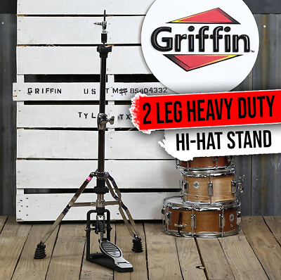 #ad GRIFFIN 2 Leg Hi Hat Stand Percussion No Leg High Hat Pedal Cymbal Drum Mount $102.05