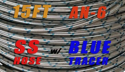 #ad 6an AN6 3 8quot; Braided Stainless Steel Fuel Hose Oil Line Car Racing 15ft PL $55.22