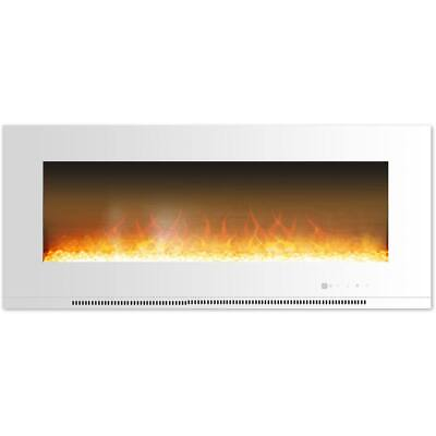 #ad Cambridge Wall Mounted Electric Fireplace 56 quot; w Crystal Rock Display in White $372.43