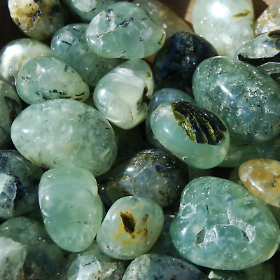 #ad Prehnite Crystal Tumbled Stones Flashy Epidote Rutile Namibia $2.69