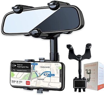 New 360° Car Phone Holder Rotatable Retractable Rearview Mirror Mount Universal $5.99