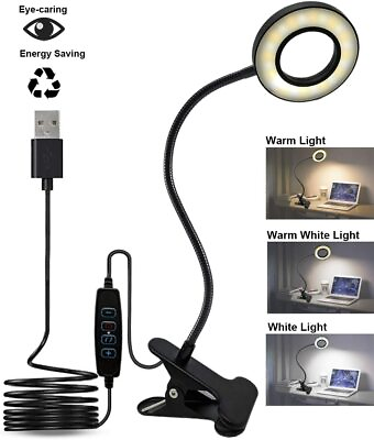 #ad LED Table Reading Book Lamp Bed Light Dimmable Flexible USB Clip On Desk Lamp $11.99