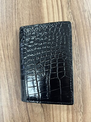 #ad Black Double Side Genuine Crocodile Belly Leather Card Holder Wallet Free Ship. $41.00