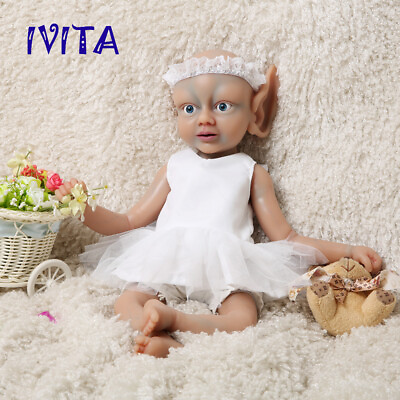 #ad IVITA 18#x27;#x27; Silicone Reborn Elf Doll Girl Newborn Baby Fairy Kids Xmas Play Gift $76.30