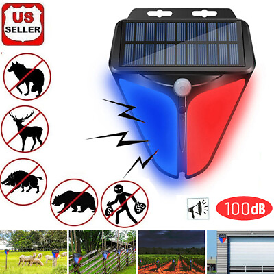 #ad Solar Alarm Light Solar Strobe Light Wireless Motion Sensor Detector Outdoor LED $9.98