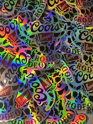 #ad coors banquet Rodeo Cow print Sticker Reflective silver $3.50
