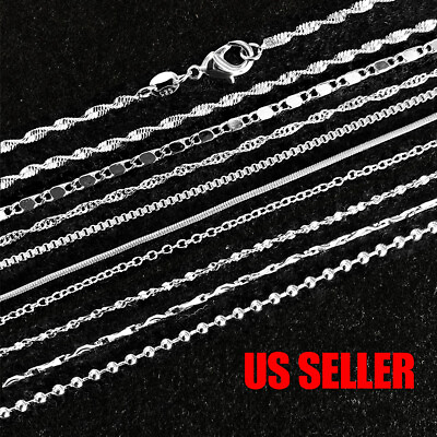 #ad #ad 925 Silver Plated 9 Styles Snake Chain Fashion Necklace Women 16quot; 18quot; 20quot; 22quot; 24 $3.95