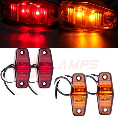 #ad 4pcs Trailer 2 Diode Red Amber Universal Mount Clearance Side Marker Light $10.99