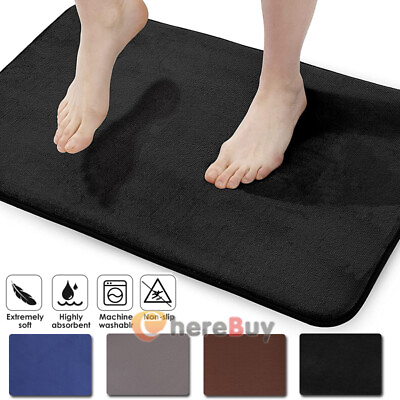 #ad Super Absorbent Floor Mat Soft Quick Drying Non Slip Flannel Mud Bath Floor Mat $12.19