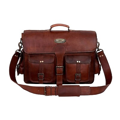 #ad Men#x27;s Women#x27;s New Vintage Briefcase Laptop Bag Style Handcrafted Leather Satchel $47.98