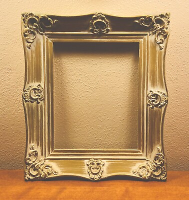 #ad Vintage Solid Wood Picture Frame Baroque Rococo With Plaster Accents Holds 8x10 $40.00