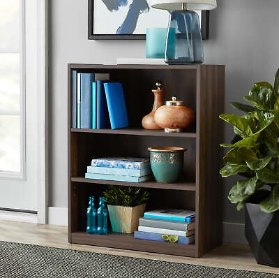 #ad Mainstays 3 Shelf Bookcase with Adjustable Shelves Canyon Walnut $26.89