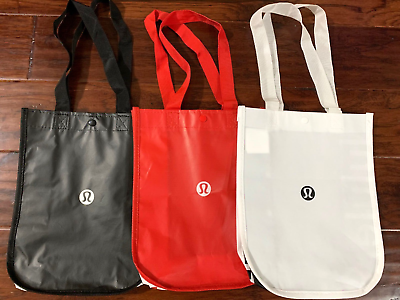 #ad LOT 3 Lululemon Small Reusable Shopping Totes Lunch Bag ❤️ Black ❤️ **NEW ** $14.95