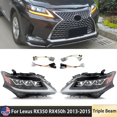 #ad New Triple Beam LED Headlights Headlamps For Lexus RX270 RX350 RX450 2013 2015 $617.49