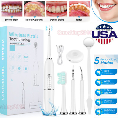 #ad Dental Teeth Whitening Tartar Remover Electric Tooth Polisher Cleaner Set 5 Mode $12.95